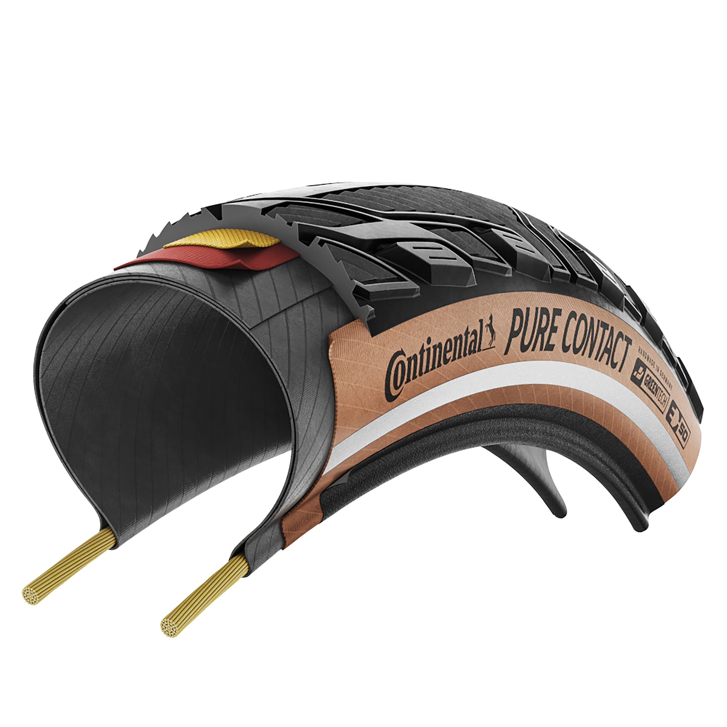 Continental Pure Contact 28 X 2.20 Urban MTB Tire Black with Brown Sidewall Reflex Tubeless Ready (55-622) E-Bike Compatible