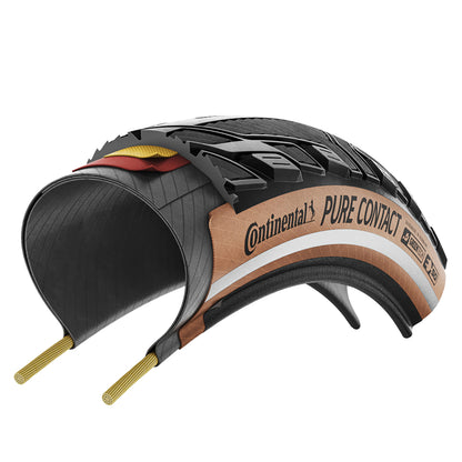 Continental Pure Contact 28 X 2.20 Urban MTB Tire Black with Brown Sidewall Reflex Tubeless Ready (55-622) E-Bike Compatible
