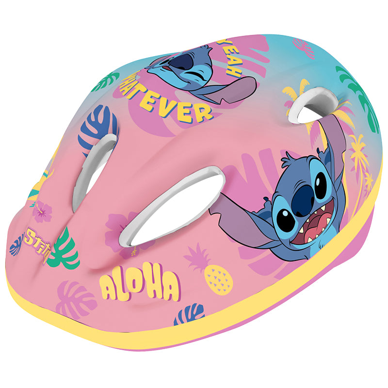 Casque vélo enfant Disney stitch rose avec molette réglage