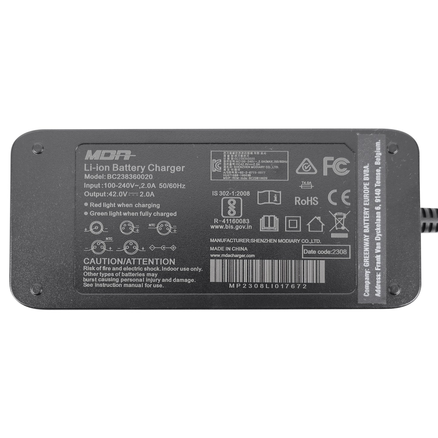 Leader Fox 42V 2A Battery Charger