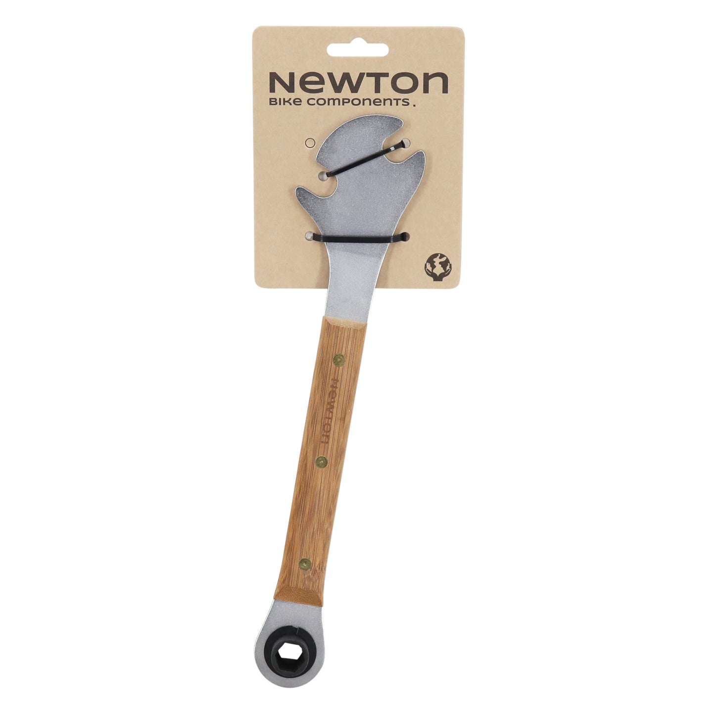 Newton pedal spanner with wooden handle
