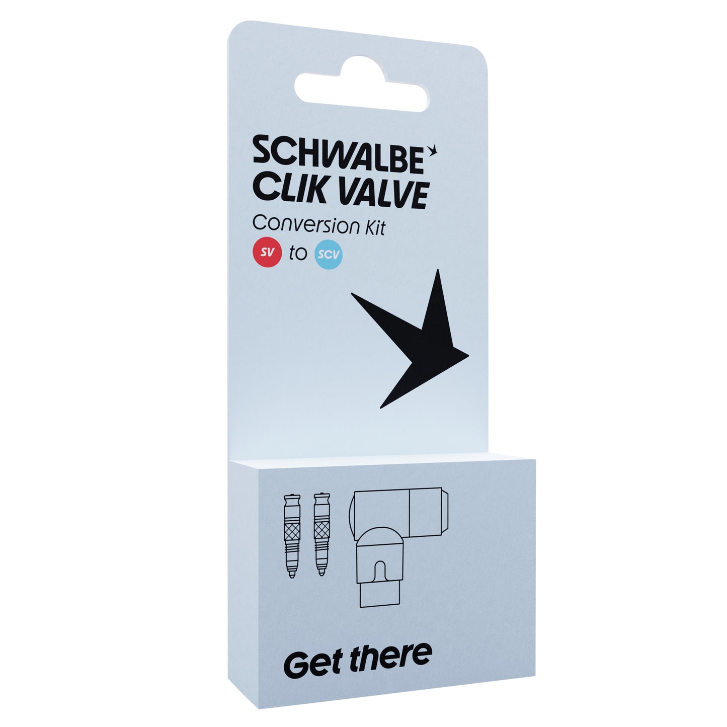 Presta tubeless valve adapter to Schwalbe Clik Valve pump head