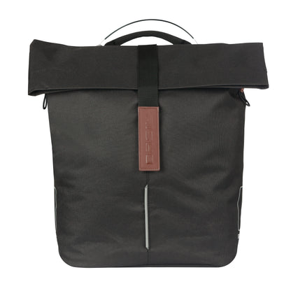 Sacoche arrière vélo latérale sac bandoulière Basil city shopper noir droit-gauche 14-16l fixation mik studs pour porte bagage