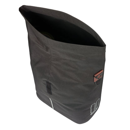 Sacoche arrière vélo latérale sac bandoulière Basil city shopper noir droit-gauche 14-16l fixation mik studs pour porte bagage
