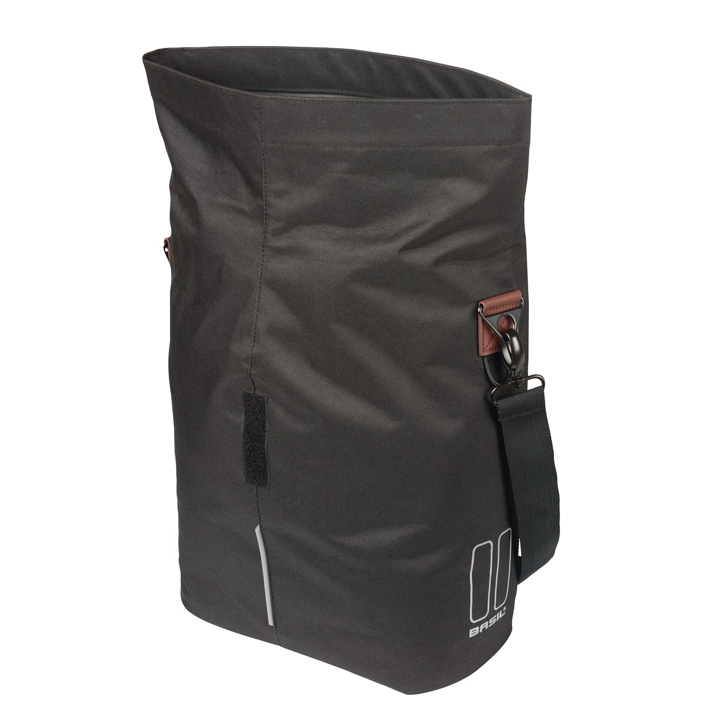 Sacoche arrière vélo latérale sac bandoulière Basil city shopper noir droit-gauche 14-16l fixation mik studs pour porte bagage