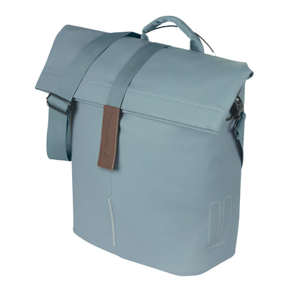 Sacoche arrière vélo latérale sac bandoulière Basil city shopper bleu graphite droit-gauche 14-16l fixation mik studs pour porte bagage