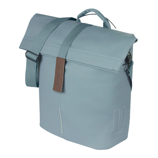 Sacoche arrière vélo latérale sac bandoulière Basil city shopper bleu graphite droit-gauche 14-16l fixation mik studs pour porte bagage