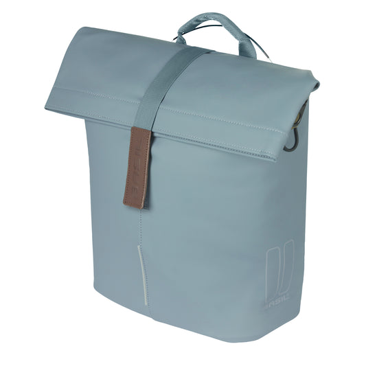 Sacoche arrière vélo latérale sac bandoulière Basil city shopper bleu graphite droit-gauche 14-16l fixation mik studs pour porte bagage
