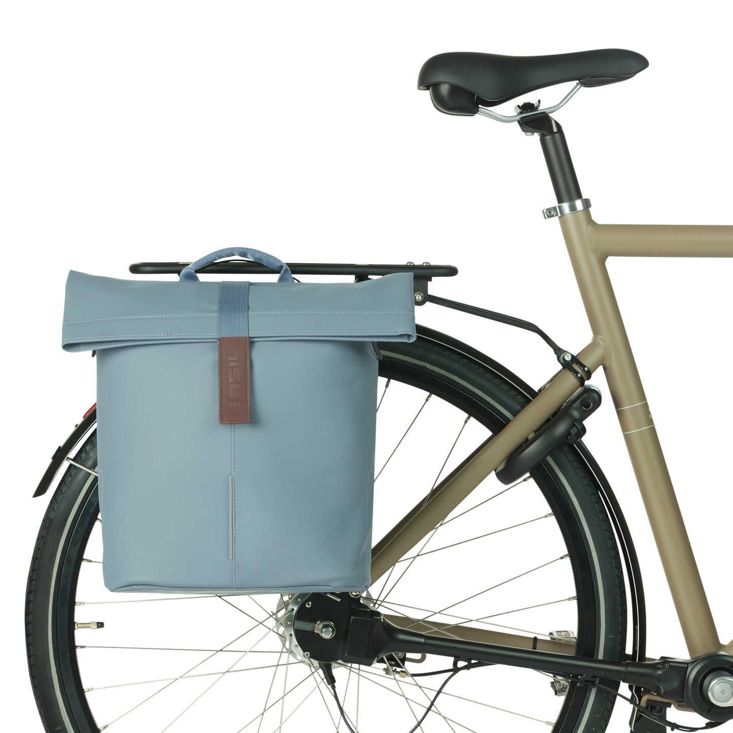 Sacoche arrière vélo latérale sac bandoulière Basil city shopper bleu graphite droit-gauche 14-16l fixation mik studs pour porte bagage