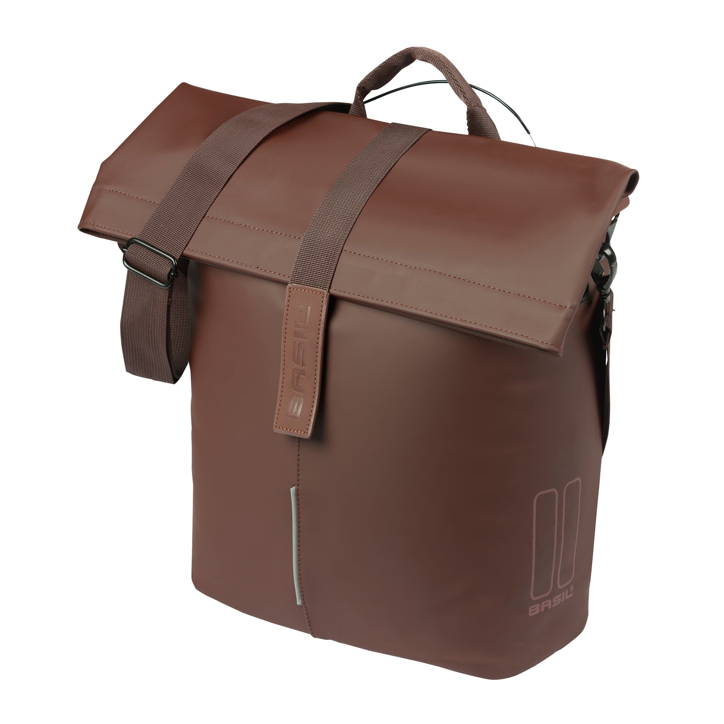 Sacoche arrière vélo latérale sac bandoulière Basil city shopper marron droit-gauche 14-16l fixation mik studs pour porte bagage