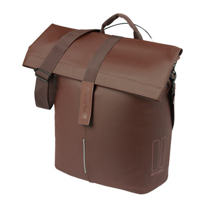 Sacoche arrière vélo latérale sac bandoulière Basil city shopper marron droit-gauche 14-16l fixation mik studs pour porte bagage