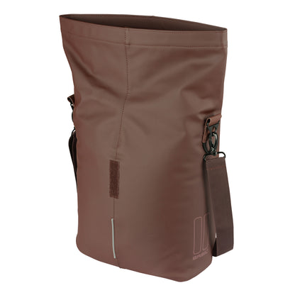 Sacoche arrière vélo latérale sac bandoulière Basil city shopper marron droit-gauche 14-16l fixation mik studs pour porte bagage