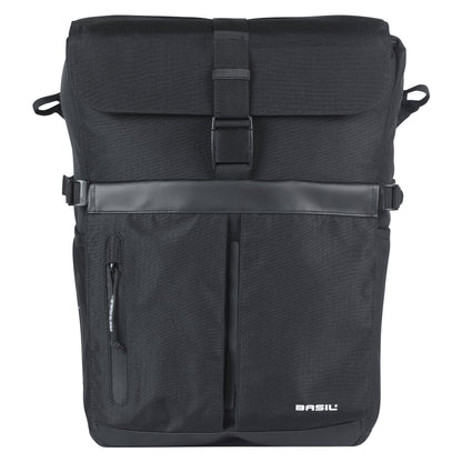 Sacoche arrière vélo latérale sac bandoulière Basil move commuter noir droit-gauche 15l fixation mik hooks pour porte bagage