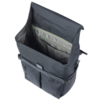 Sacoche arrière vélo latérale sac bandoulière Basil move commuter noir droit-gauche 15l fixation mik hooks pour porte bagage
