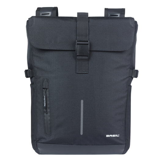 Sacoche arrière vélo double Basil move 30l noir 16x27x38cm compatible système mik 2.0 fixation non inclus