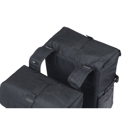 Basil Move 30L Double Rear Bike Pannier Black 16x27x38cm MIK 2.0 Compatible Fixing System Not Included
