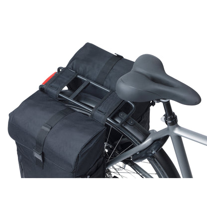 Basil Move 30L Double Rear Bike Pannier Black 16x27x38cm MIK 2.0 Compatible Fixing System Not Included