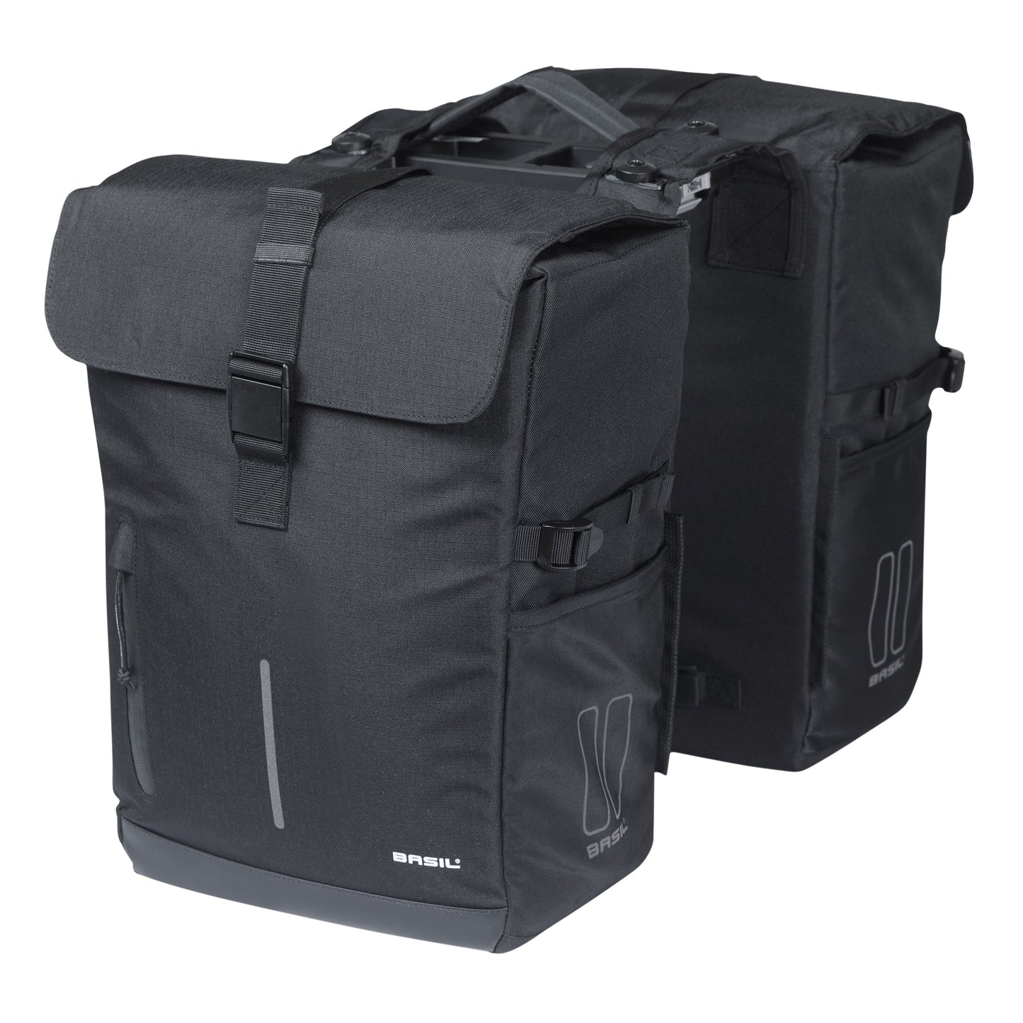 Basil Move double rear bike pannier 30l black 16x27x38cm including MIK 2.0 attachment