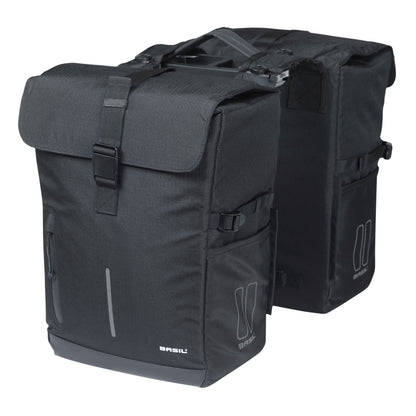 Basil Move double rear bike pannier 30l black 16x27x38cm including MIK 2.0 attachment
