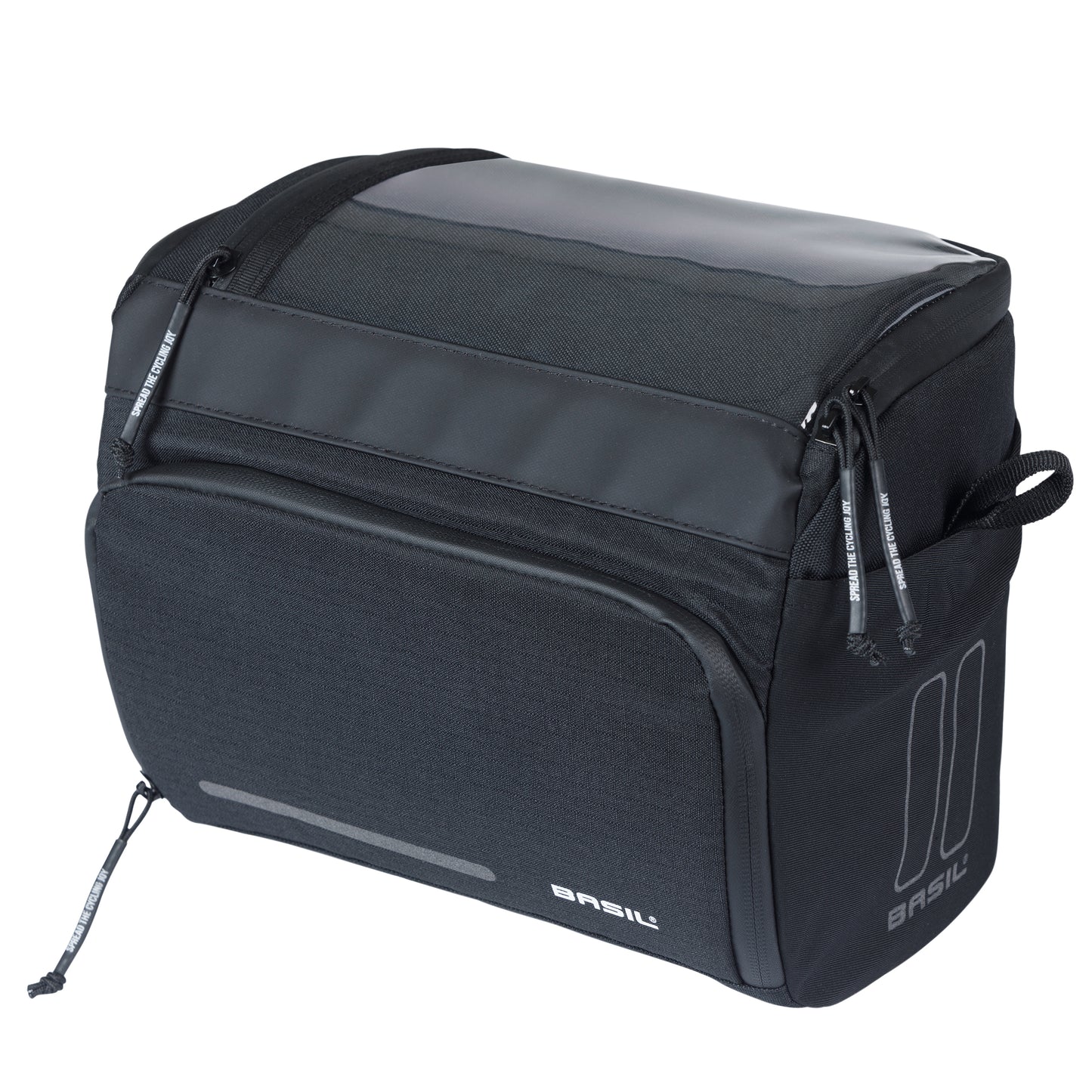 Sacoche de cintre-guidon vélo Basil sport 7-8l noir graphite fixation clip compatible Basil et Klickfix 28x20x20cm