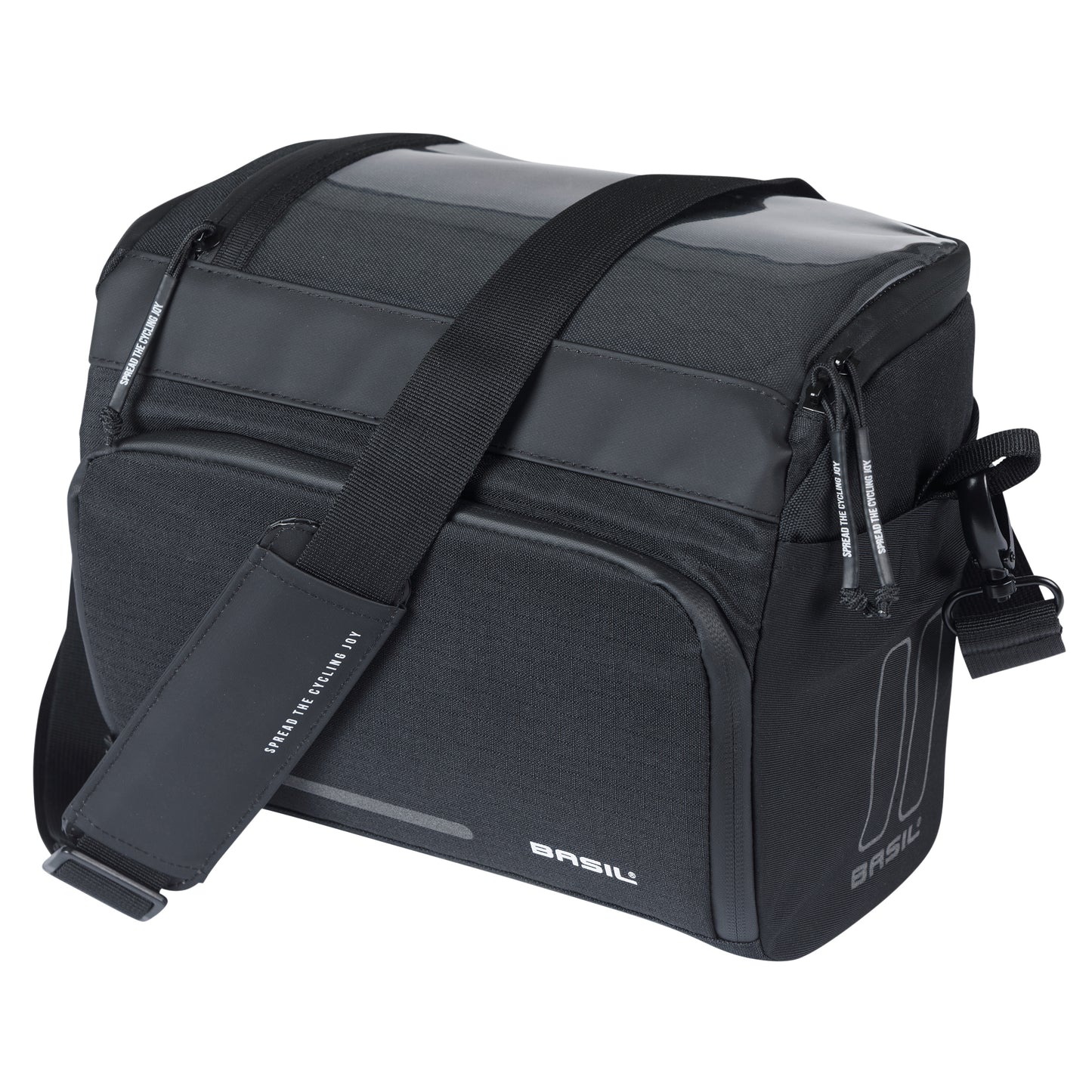 Sacoche de cintre-guidon vélo Basil sport 7-8l noir graphite fixation clip compatible Basil et Klickfix 28x20x20cm