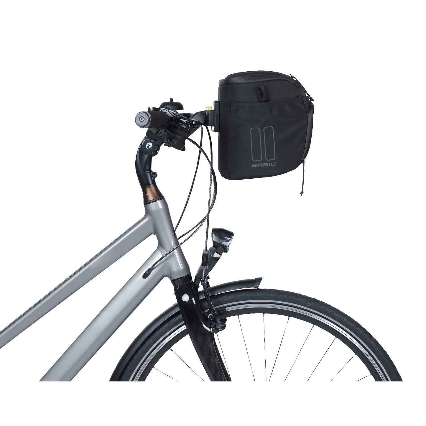 Sacoche de cintre-guidon vélo Basil sport 7-8l noir graphite fixation clip compatible Basil et Klickfix 28x20x20cm