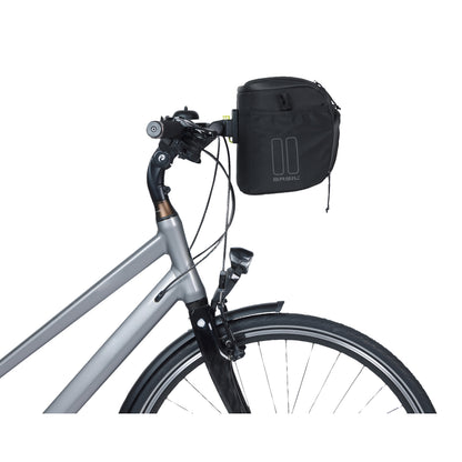 Sacoche de cintre-guidon vélo Basil sport 7-8l noir graphite fixation clip compatible Basil et Klickfix 28x20x20cm