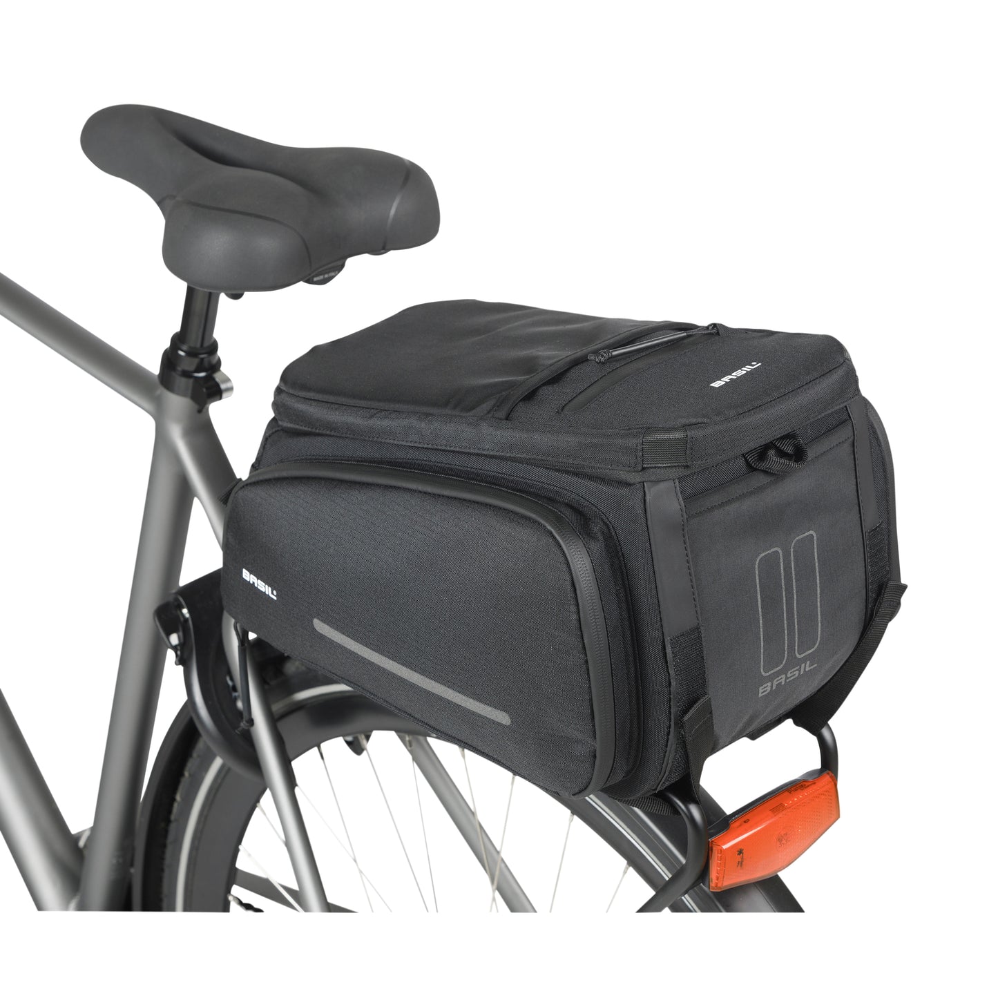 Sacoche arrière vélo trunkbag Basil move noir 10-26l fixation mik pour porte bagage 24x33x15cm / compatible système mik fixation non inclus
