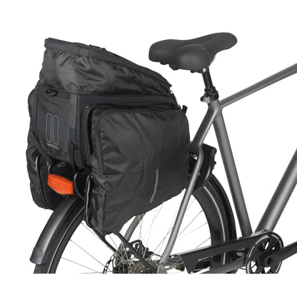Sacoche arrière vélo trunkbag Basil move noir 10-26l fixation mik pour porte bagage 24x33x15cm / compatible système mik fixation non inclus