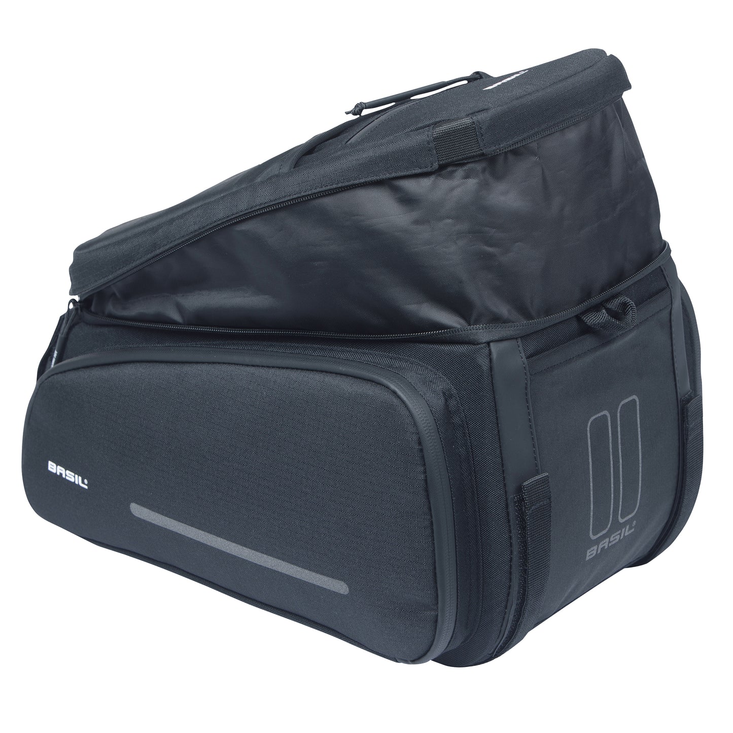 Sacoche arrière vélo trunkbag Basil move noir 10-26l fixation mik pour porte bagage 24x33x15cm / compatible système mik fixation non inclus
