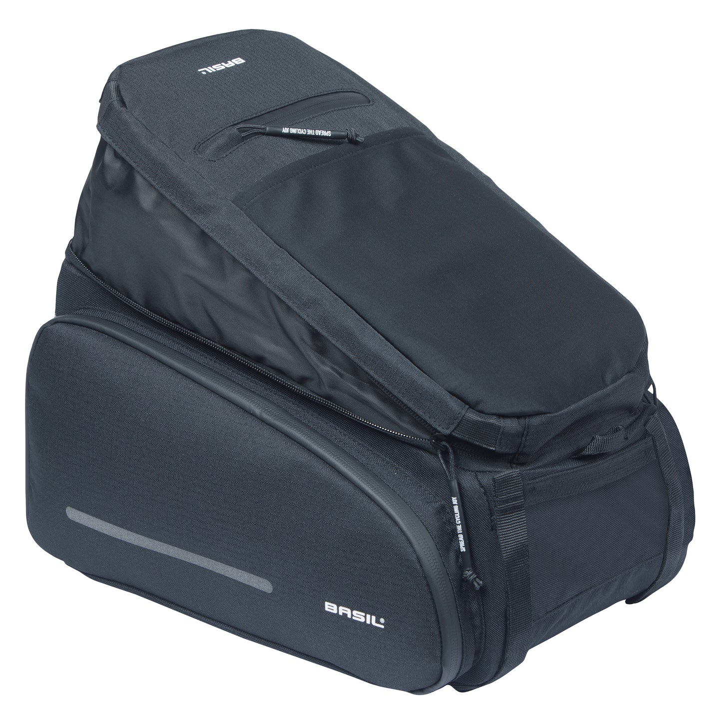Sacoche arrière vélo trunkbag Basil move noir 10-26l fixation mik pour porte bagage 24x33x15cm / compatible système mik fixation non inclus