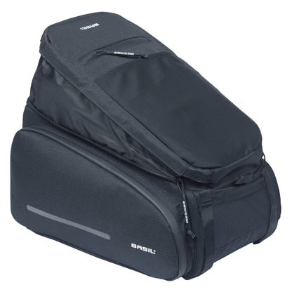Sacoche arrière vélo trunkbag Basil move noir 10-26l fixation mik pour porte bagage 24x33x15cm / compatible système mik fixation non inclus