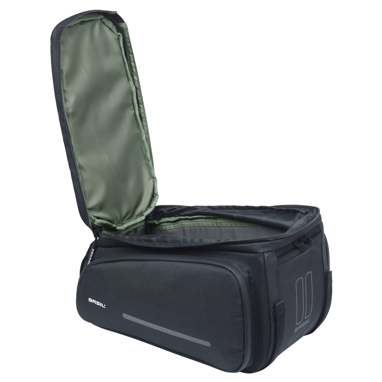 Sacoche arrière vélo trunkbag Basil move noir 10-26l fixation mik pour porte bagage 24x33x15cm / compatible système mik fixation non inclus