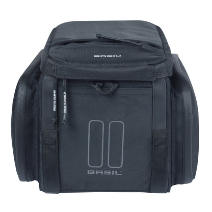 Sacoche arrière vélo trunkbag Basil move noir 10-26l fixation mik pour porte bagage 24x33x15cm / compatible système mik fixation non inclus