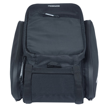 Sacoche arrière vélo trunkbag Basil move noir 10-26l fixation mik pour porte bagage 24x33x15cm / compatible système mik fixation non inclus