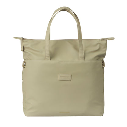 Sacoche arrière vélo latérale sac ordinateur portable Basil manhattan waterproof beige droit-gauche 12l fixation hook ON 12x38x30cm fermeture pliante anti-pluie