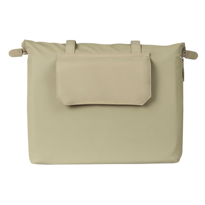 Sacoche arrière vélo latérale sac ordinateur portable Basil manhattan waterproof beige droit-gauche 12l fixation hook ON 12x38x30cm fermeture pliante anti-pluie