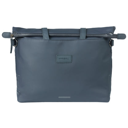 Sacoche arrière vélo latérale sac ordinateur portable Basil manhattan waterproof bleu marine droit-gauche 12l fixation hook ON 12x38x30cm fermeture pliante anti-pluie