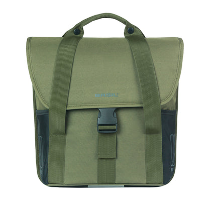 Basil Go Double Green 16L Pannier, Right-Left, Hooks On Rear Rack Mount