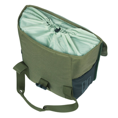 Basil Go Double Green 16L Pannier, Right-Left, Hooks On Rear Rack Mount