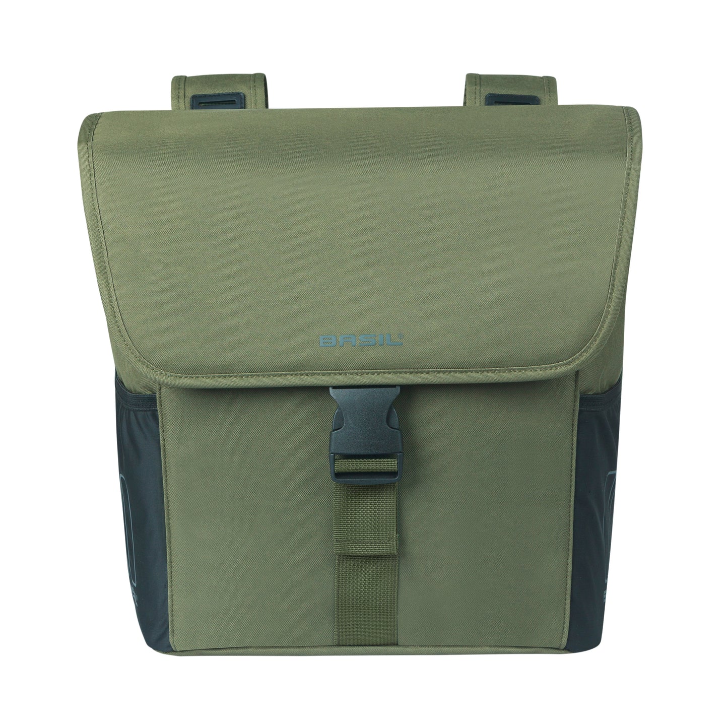 Basil Go Double Pannier Dark Green 32L Hooks ON attachment for rack compatible with MIK system attachment not included