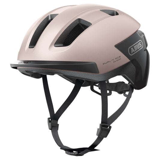 Adult bike helmet Abus Urban Purl-Y Ace Champagne Beige integrated lighting
