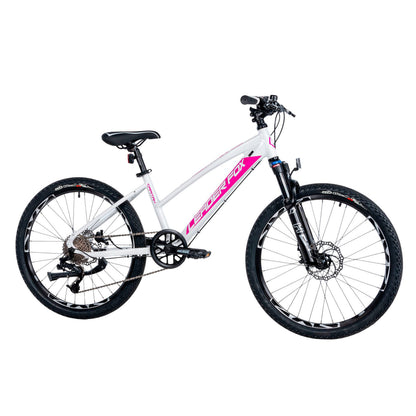 Vélo musculaire VTT 24 Leader Fox Capitan fille blanc-rose mat 8V