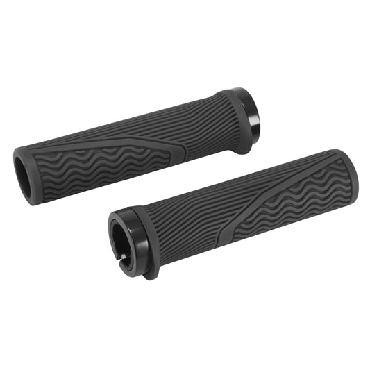 Poignées City VTT Newton lock-on rubber noir 130mm bouchon