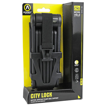 Antivol vélo pliable-pliant Auvray acl110 articule 110 cm noir + support niveau sécurité 6-10