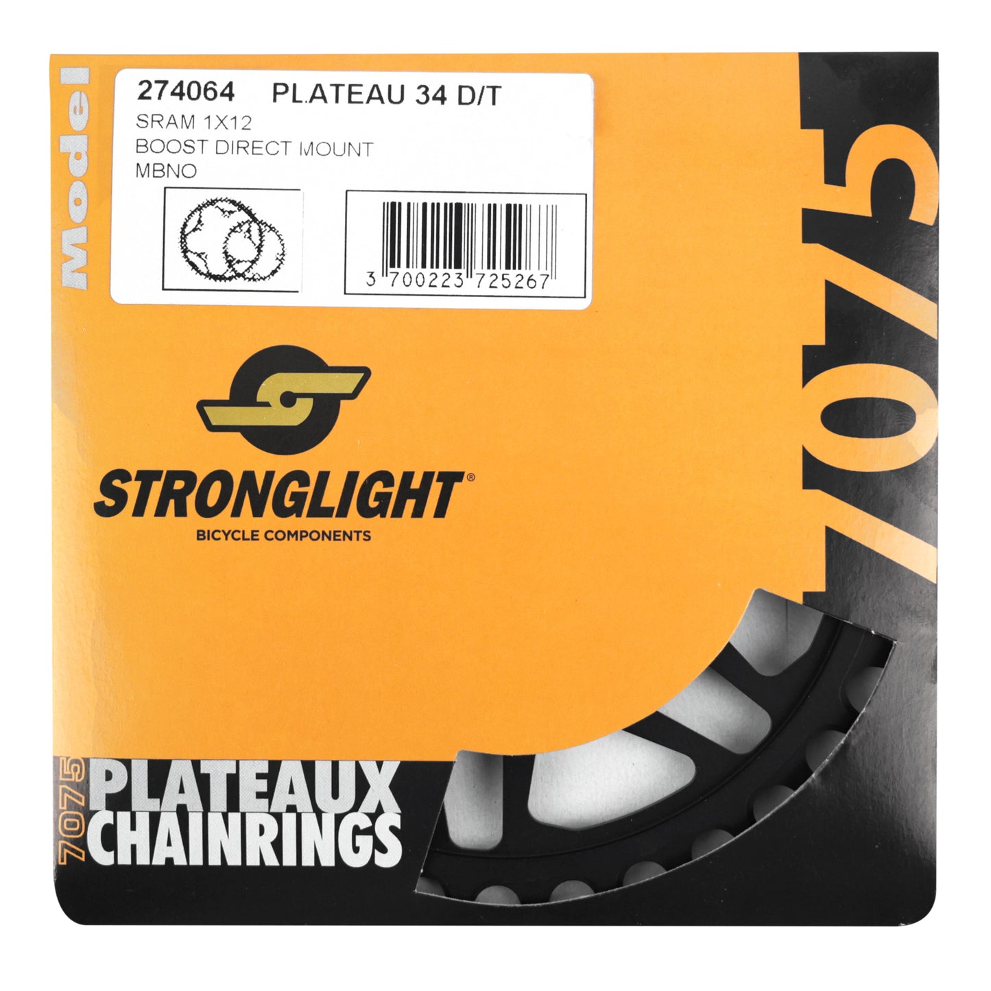 Plateau VTT direct mount Stronglight pour SRAM SX NX GX 34D 12V
