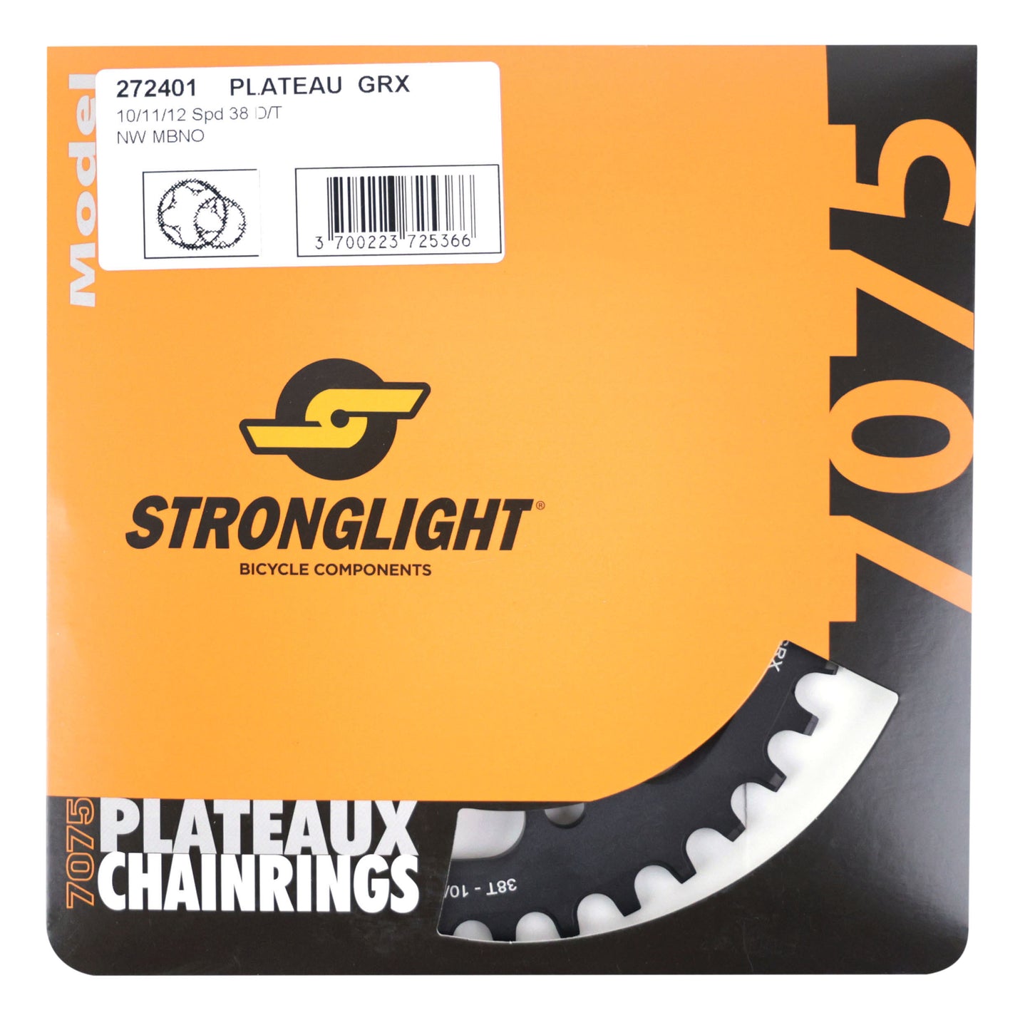 Plateau gravel Stronglight 4 bras D110 pour Shimano GRX 38D
