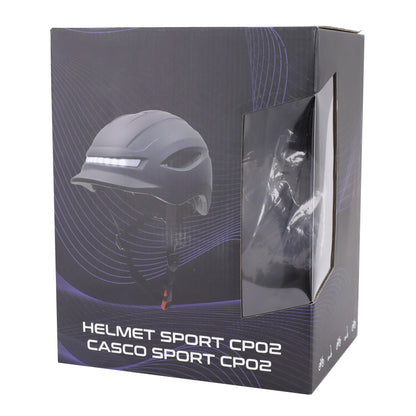 Casque vélo-trottinette adulte urbain-city cp02 noir éclairage intégré PCP