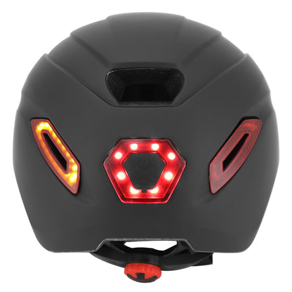 Casque vélo-trottinette adulte urbain-city cp02 noir éclairage intégré avec clignotant + commande au cintre PCP