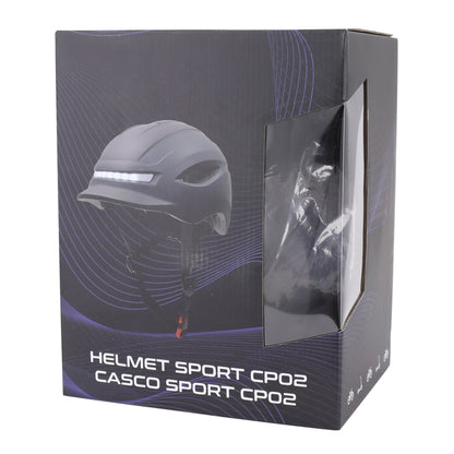Casque vélo-trottinette adulte urbain-city cp02 noir éclairage intégré avec clignotant + commande au cintre PCP